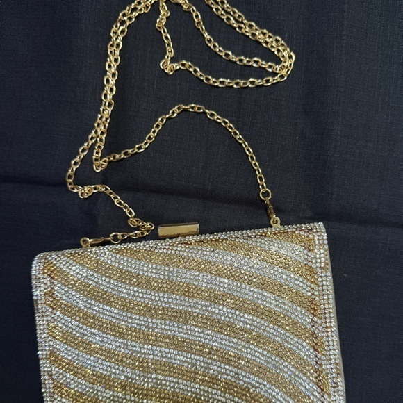 Handbags - Vintage Gold and Silver Crystal Rhinestone Chain Clutch